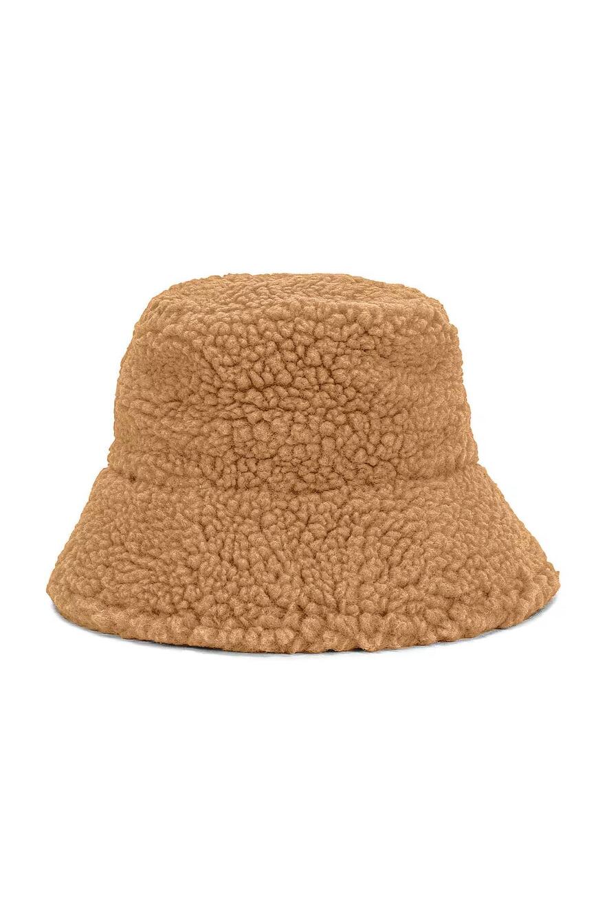 NEW LACK OF COLOR teddy bucket hat in camel